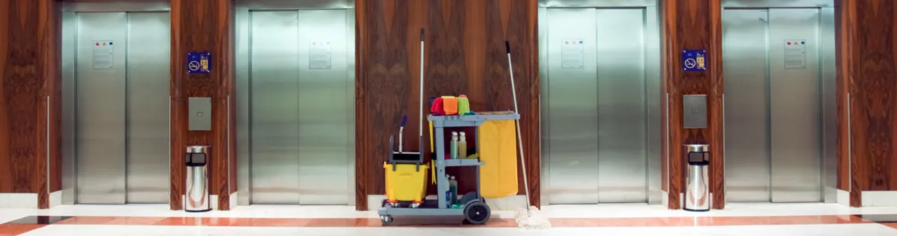 Elevators and cleaning cart